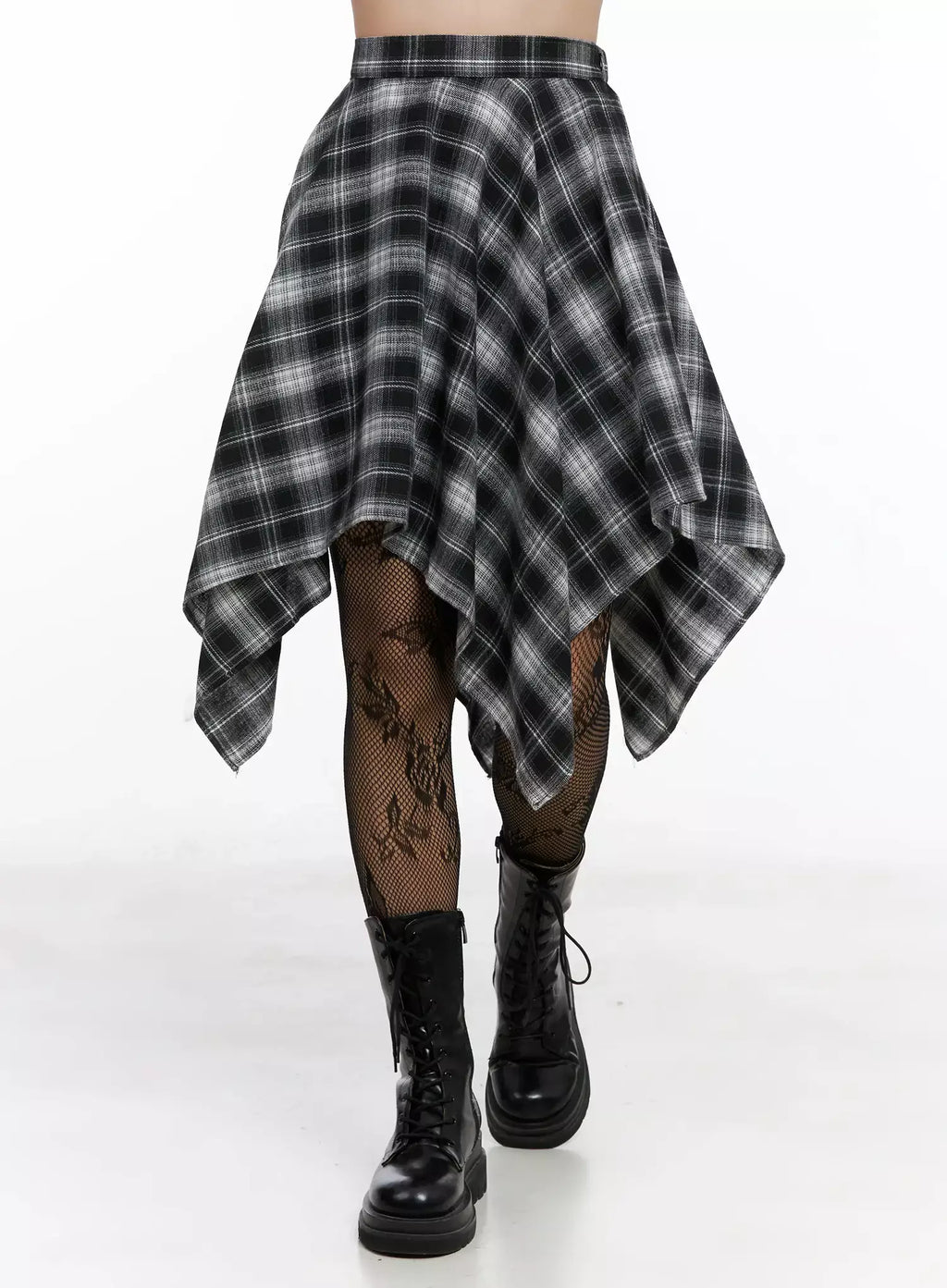 Asymmetrical Checkered Layered SkirtIG527