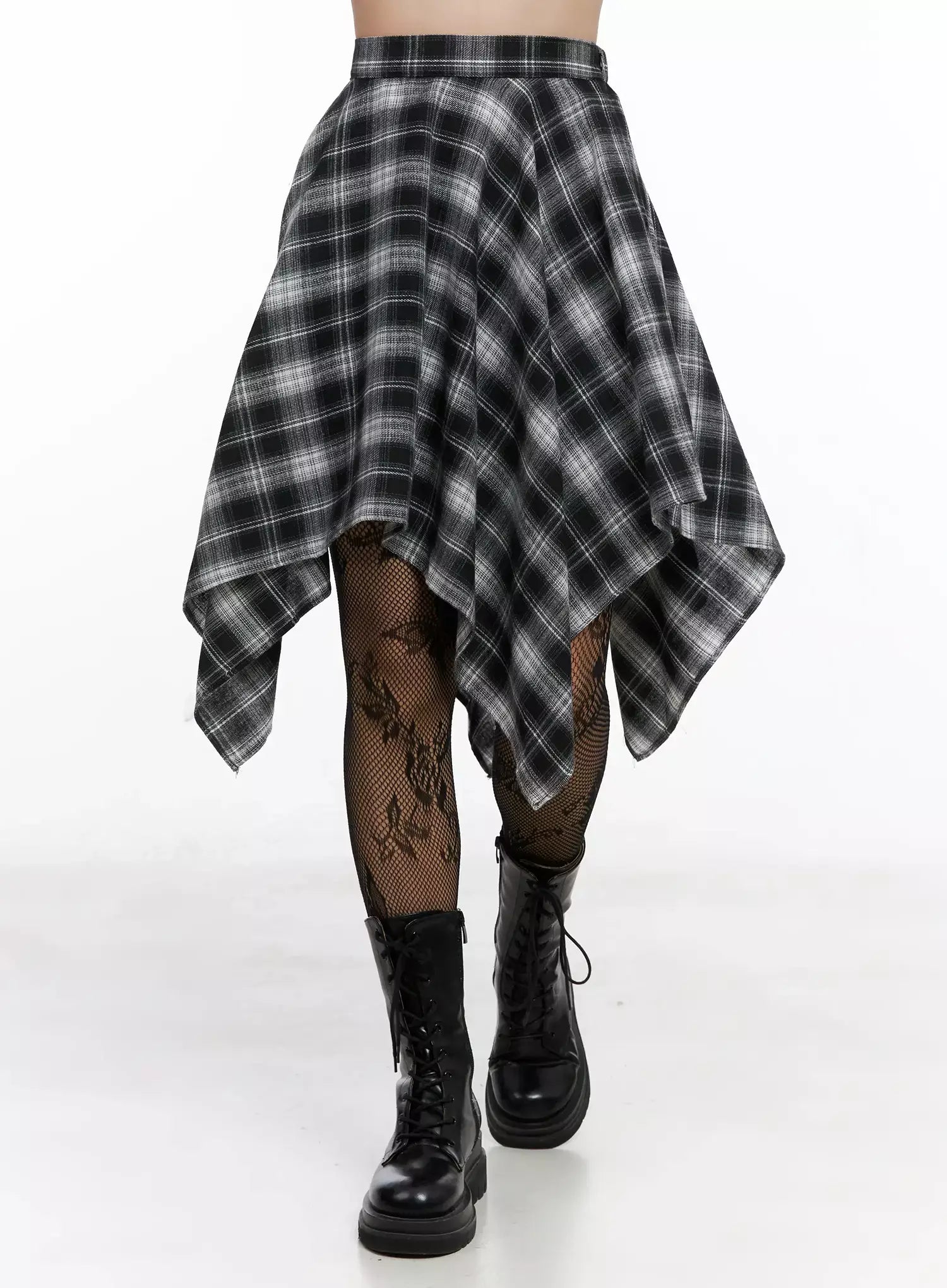 Asymmetrical Checkered Layered SkirtIG527