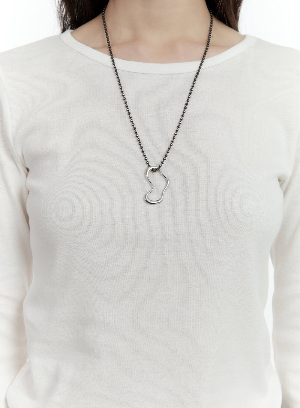 Silver Pendant Ball-Chain Necklace CF507