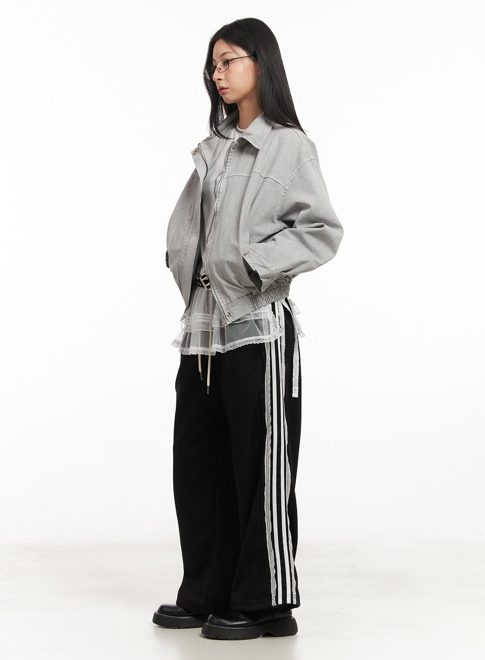 Lace Trim Striped Sweatpants CM504