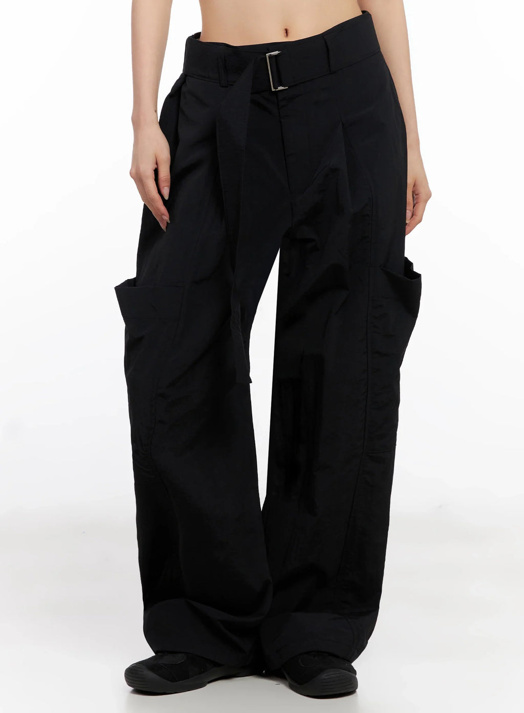 Belted Wide-Leg Utility Cargo Pants IG508