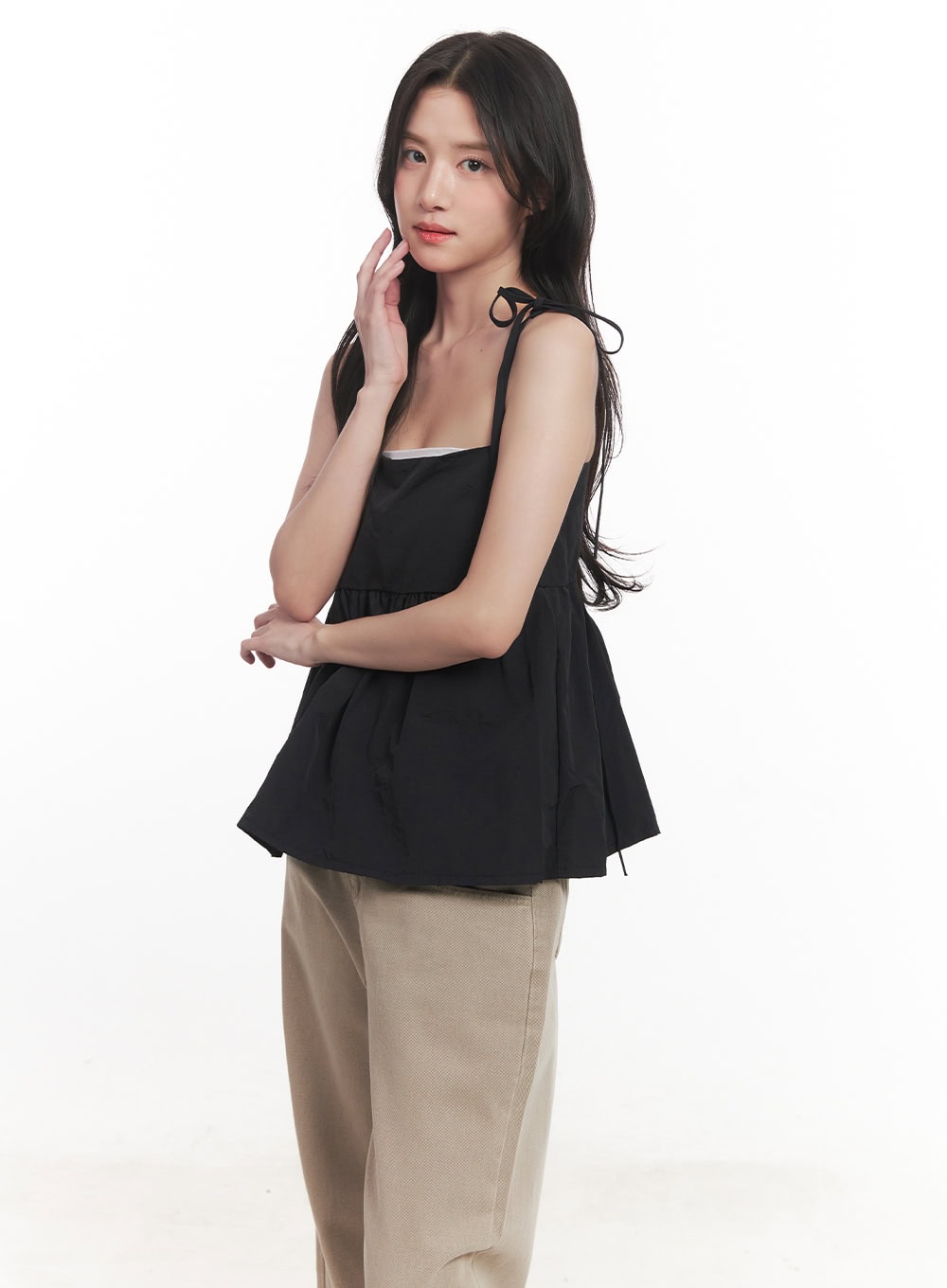 Flare Square-Neck Ribbon Cami Top CA511