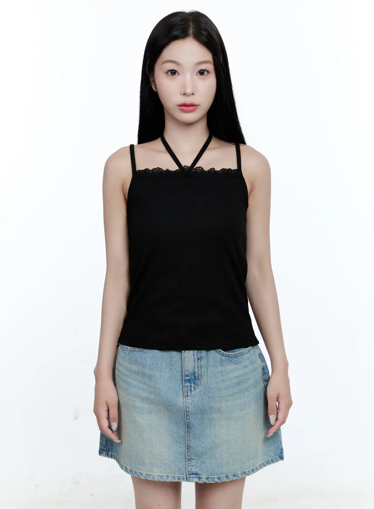 Lace-Trim Halter Tank CG512