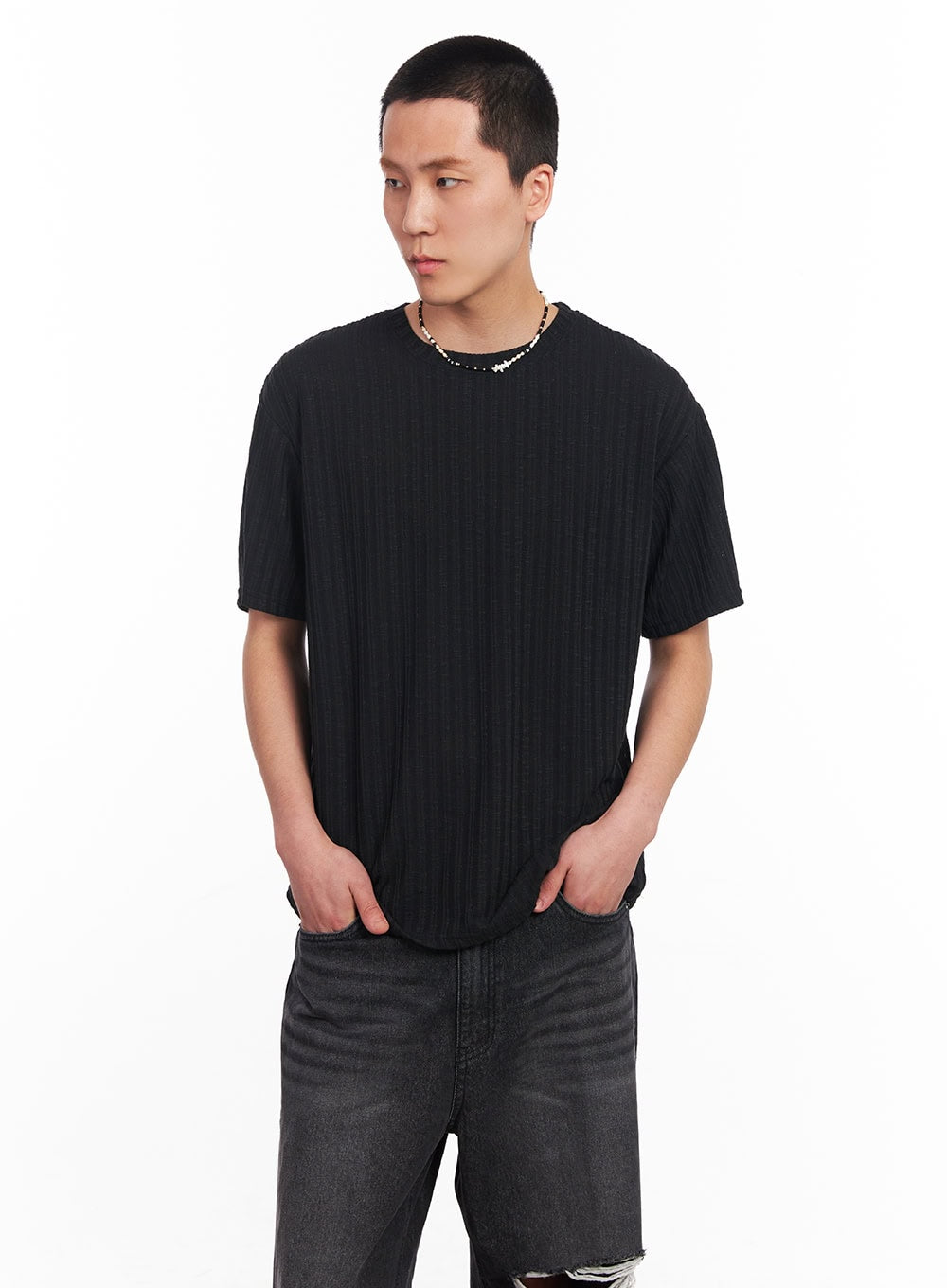 Men's Knit Ribbed T-Shirt IU503