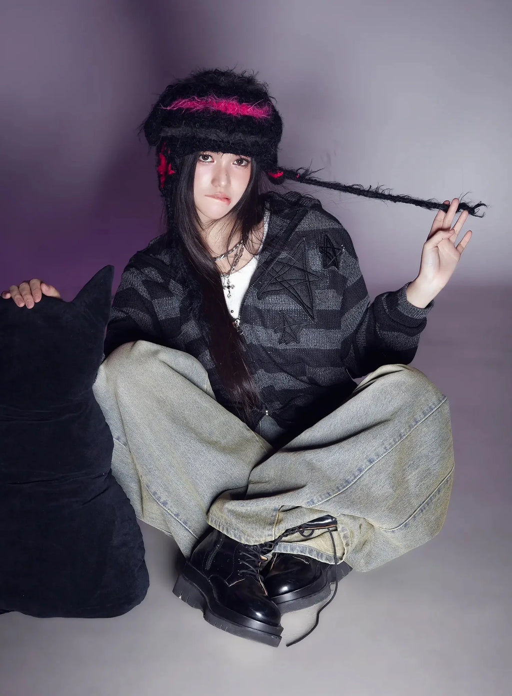 Star Patch Striped Zip-Up IS525