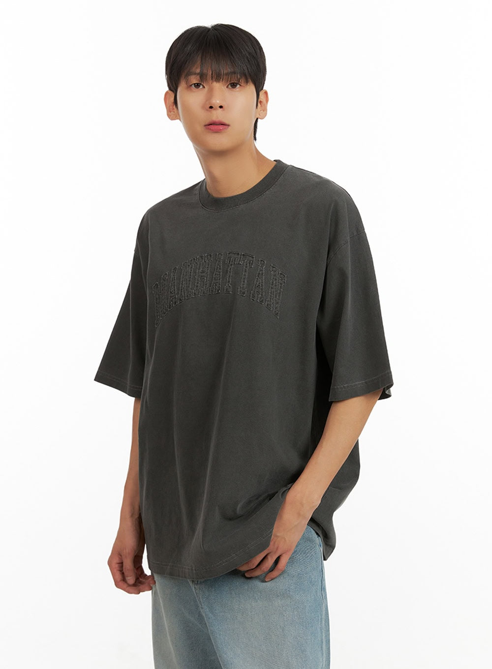 Men's Stitched Lettering T-Shirt IU419