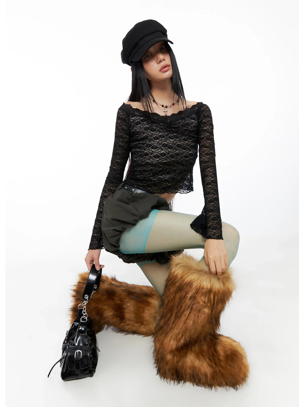 Off-Shoulder Lace Crop Top CO516