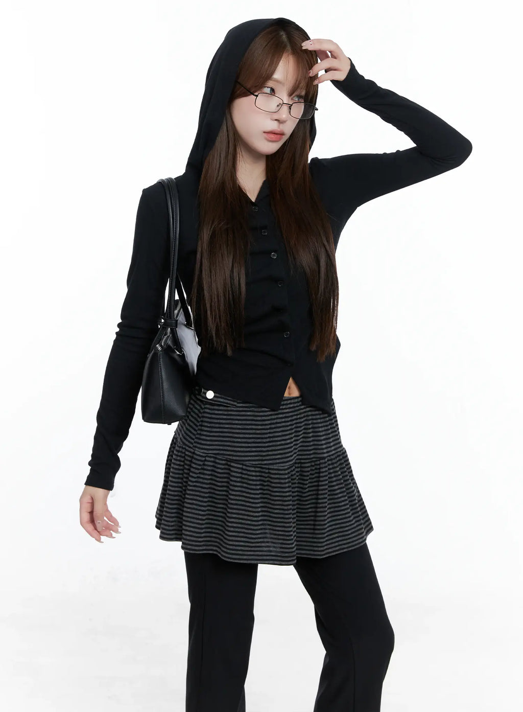 Twisted Button-Up Hooded Cardigan CS501