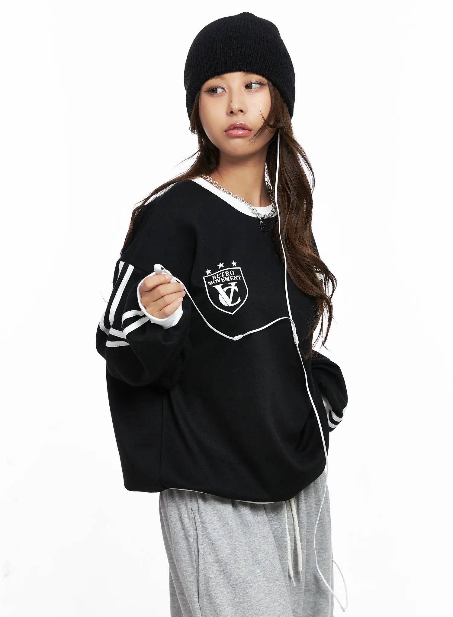 Oversized Contrast Sweatshirt CO513