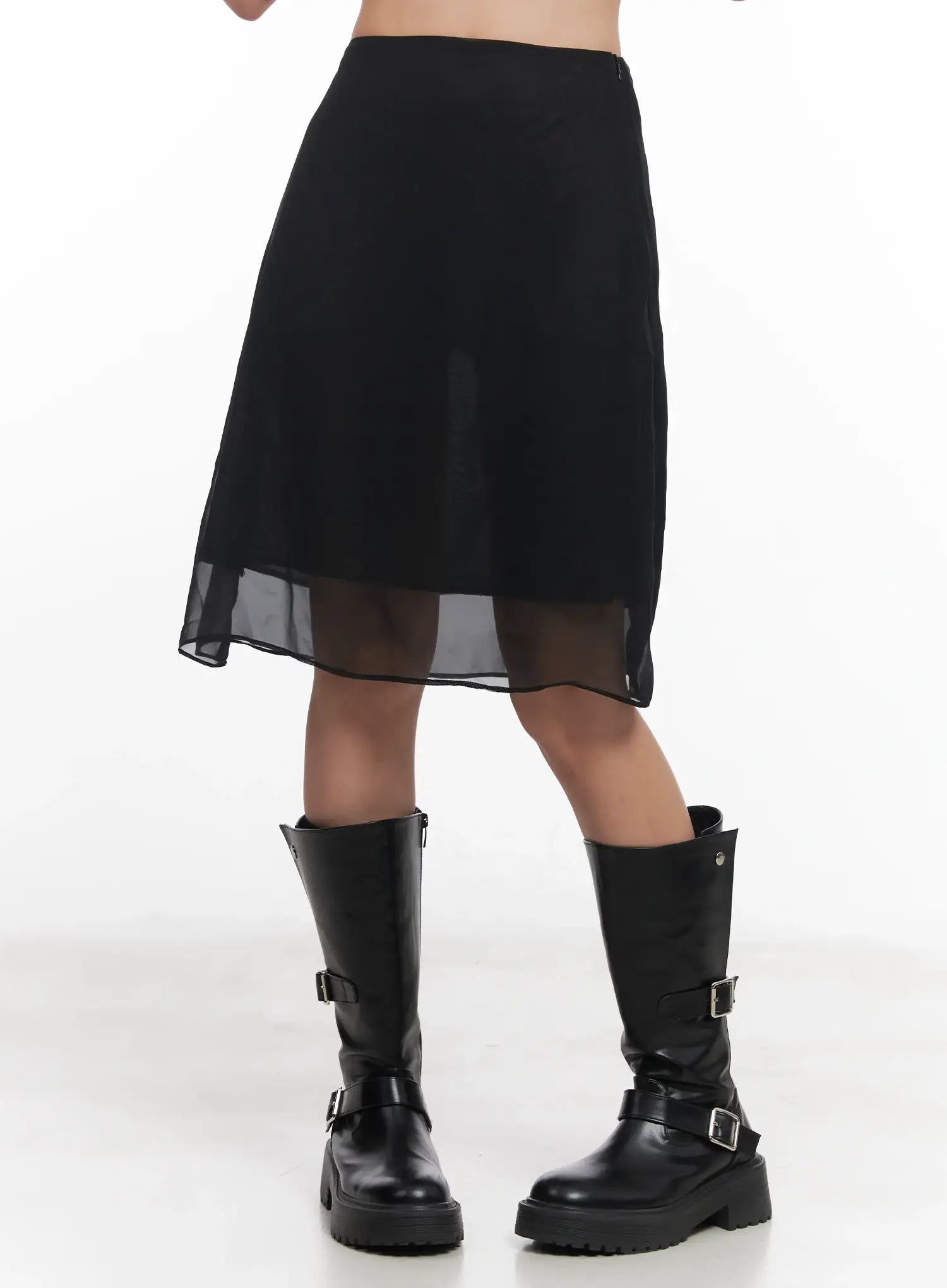 Sheer Chiffon Midi Skirt IU509