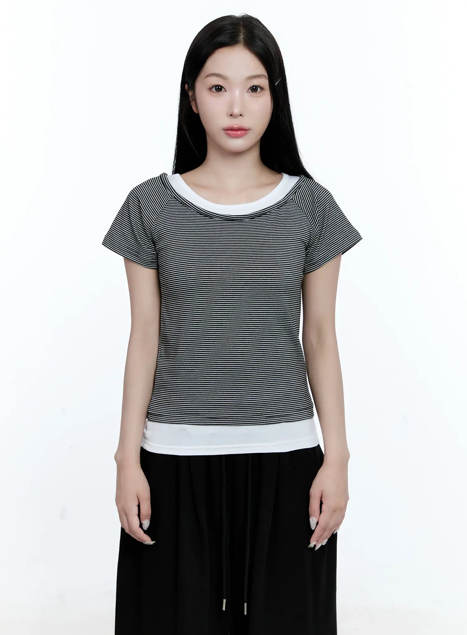 Striped Layered Short-Sleeve Tee CG513