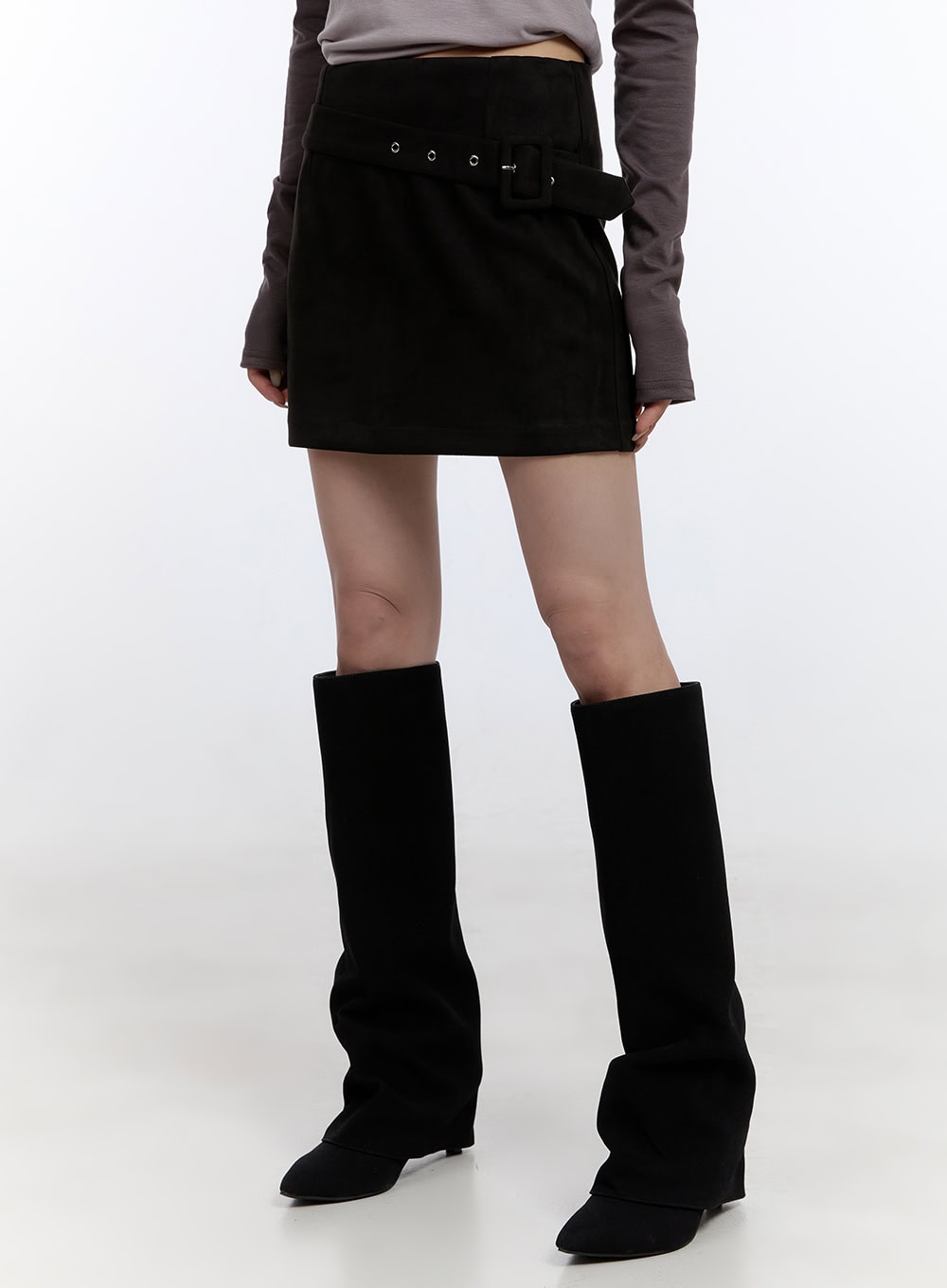 Buckle Suede Mini Skirt CO418