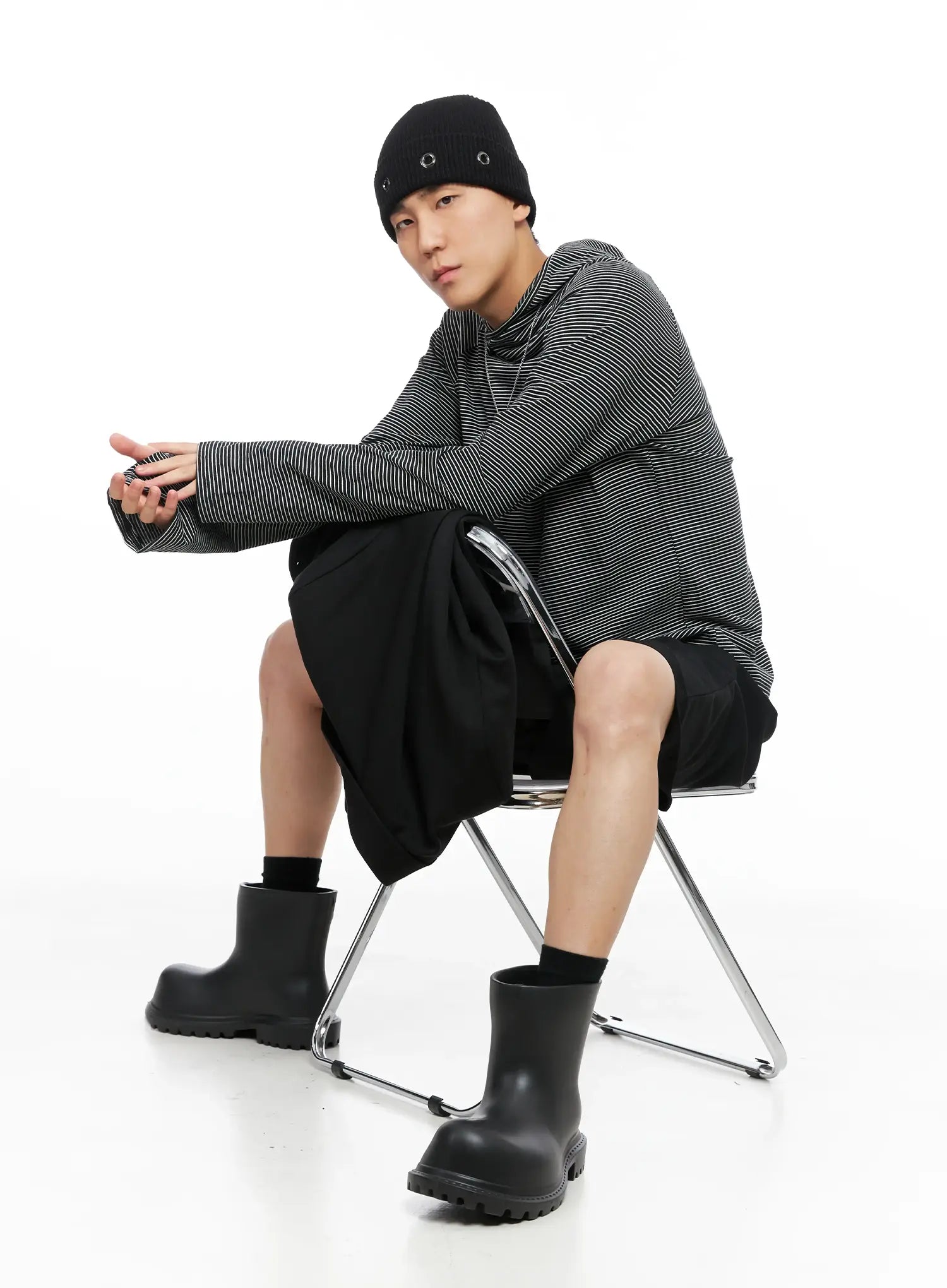 Men's Striped Long Sleeve Hoodie IS502