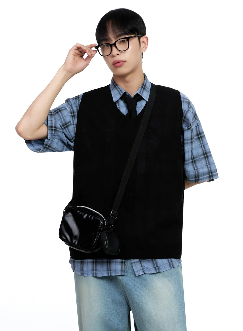 Men's Linen V-Neck Knit Vest IG520