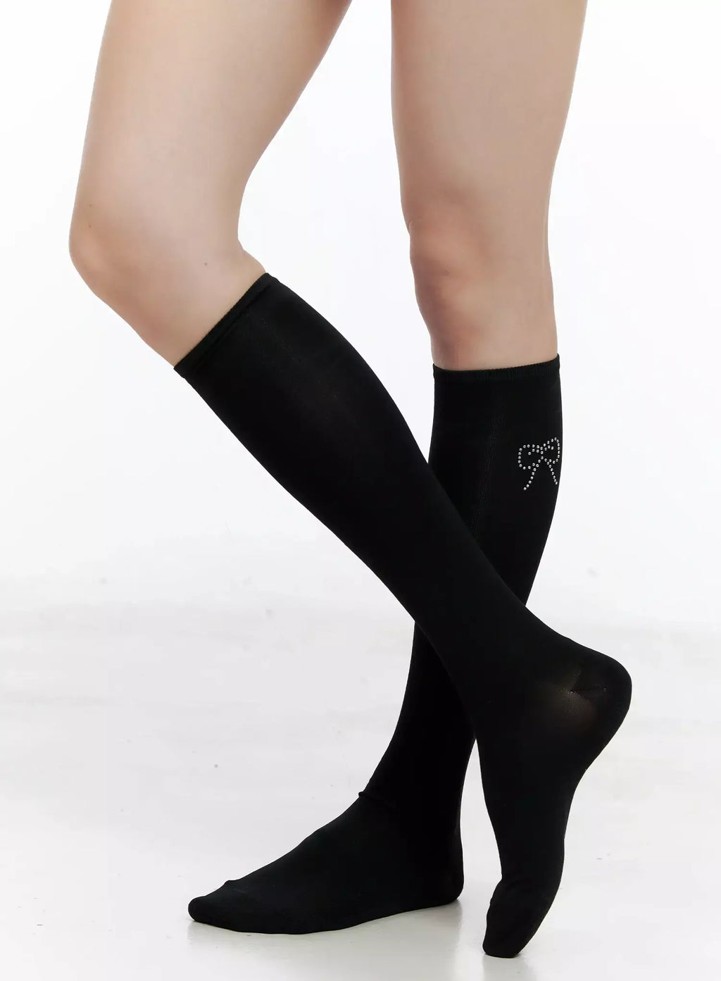 Rhinestone Heart Knee-High Socks IL531