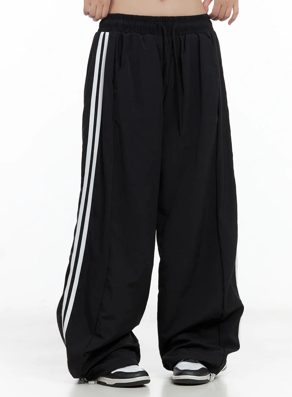 Striped Wide-Leg Nylon Track Pants CL509