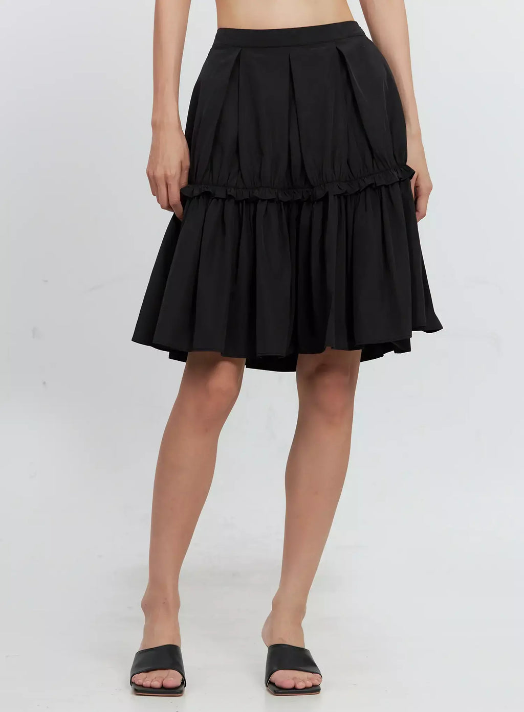 Pleated Nylon Midi Skirt IS516