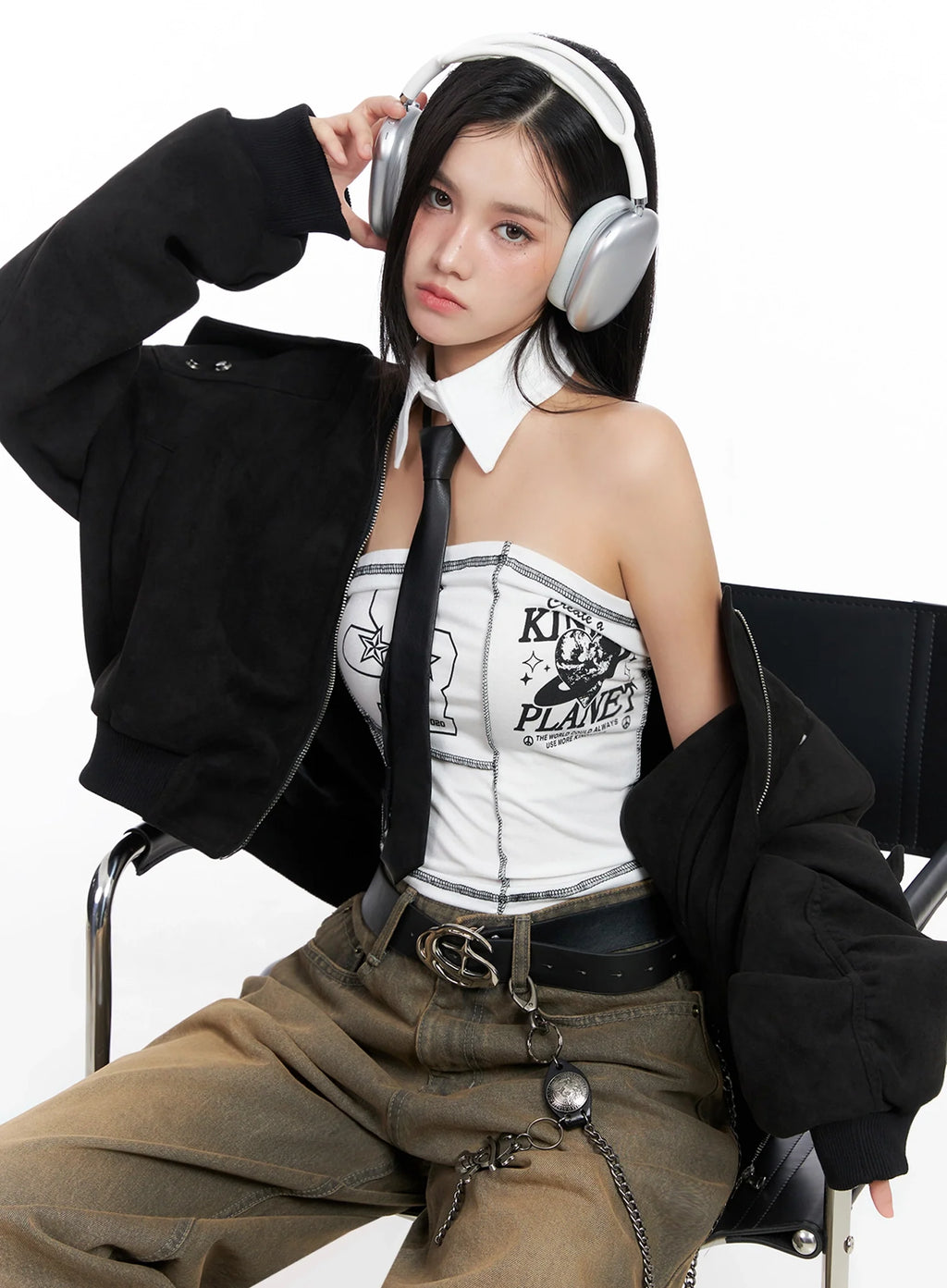 Black Zip-Up Bomber Jacket IS525