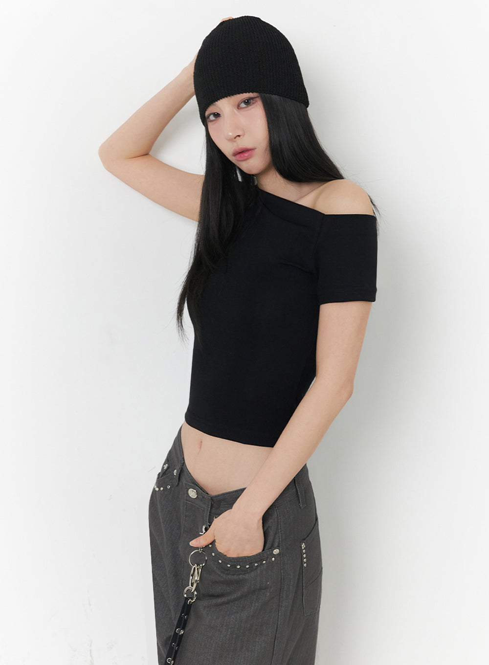 Classic One-Shoulder Crop Top IY516