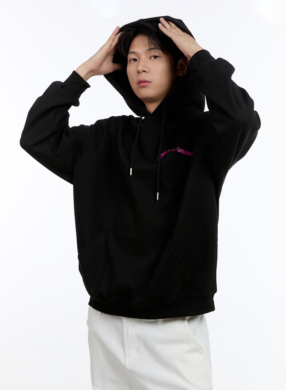 Men's Lettering Oversize Hoodie (Black) IG428