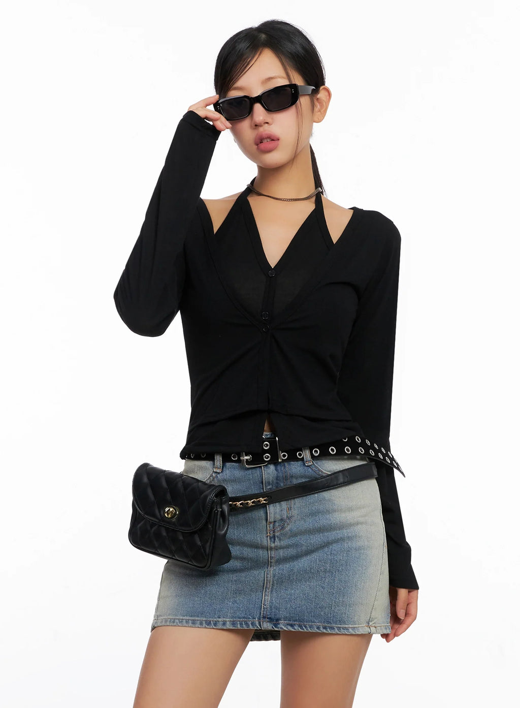 Layered Halter Cardigan IG527