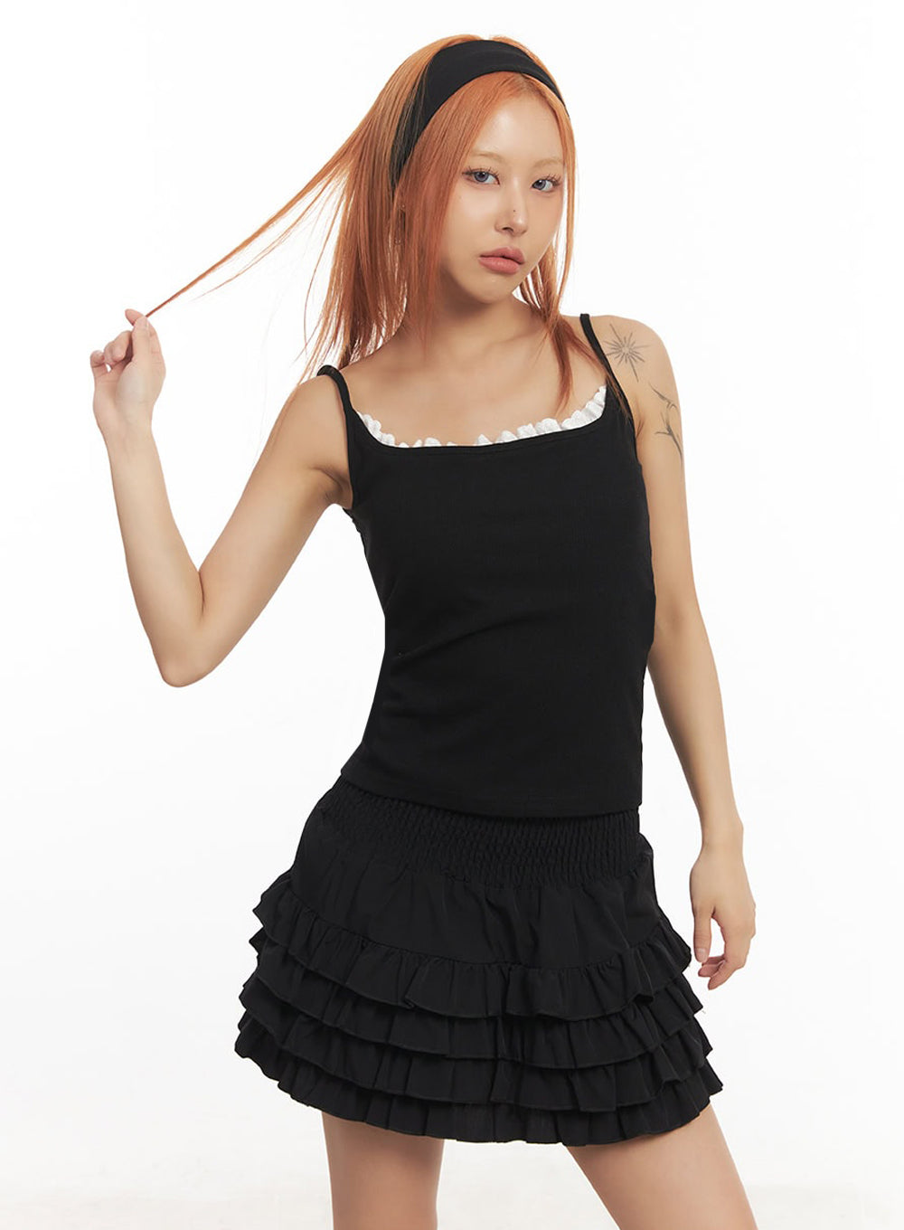 Frill-Trim Square Neck Cami Top IA515