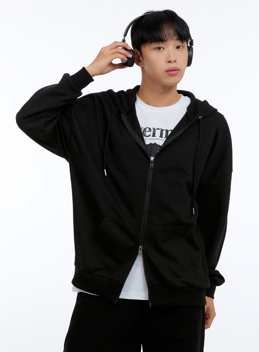 Men's Basic Two-Way Zip-Up Hoodie IG422