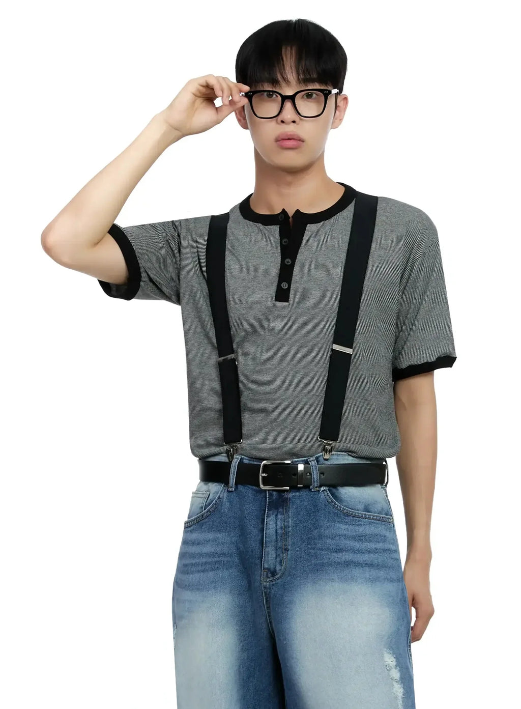 Men's Striped Henley T-shirt IG520