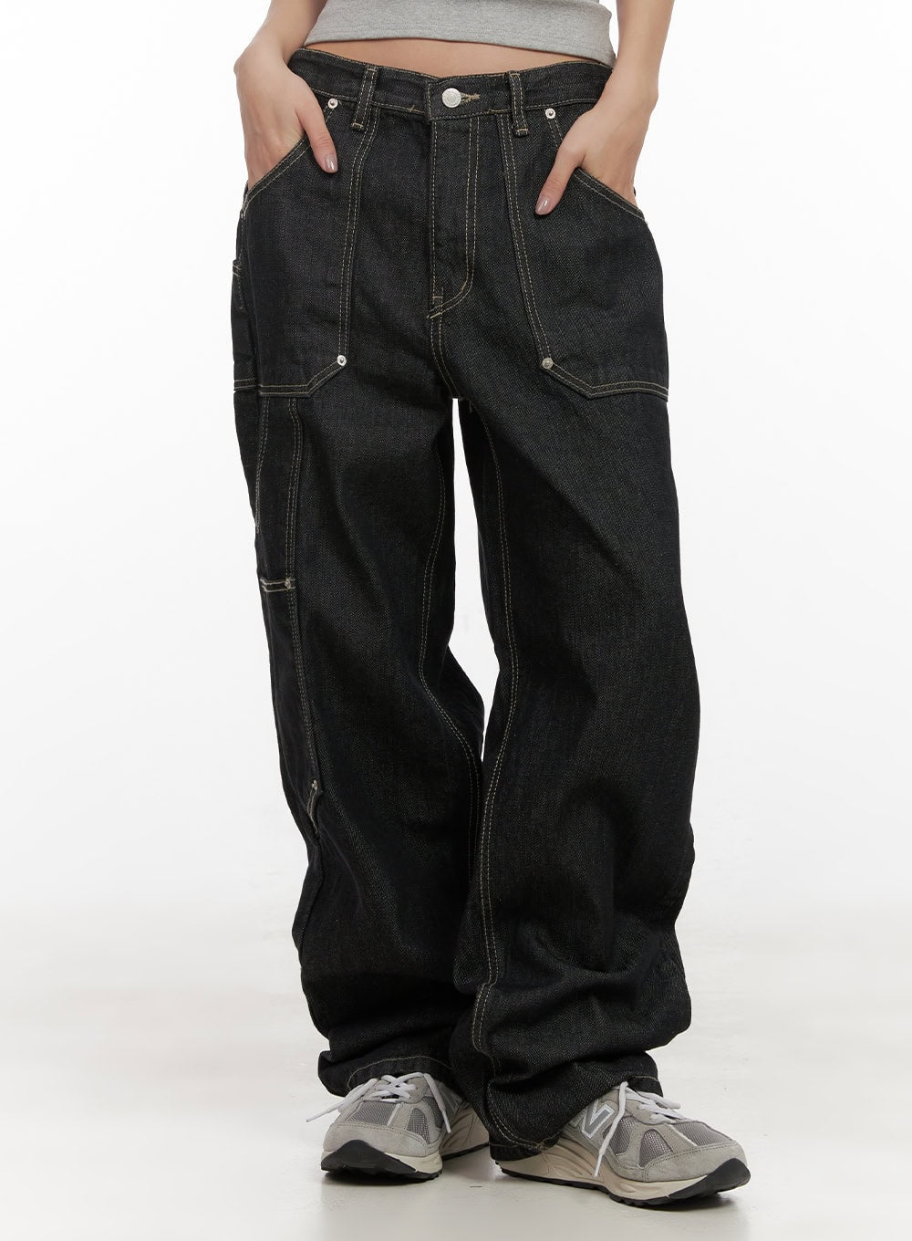 Nicole Stitched Carpenter Wide-Leg Jeans CD411