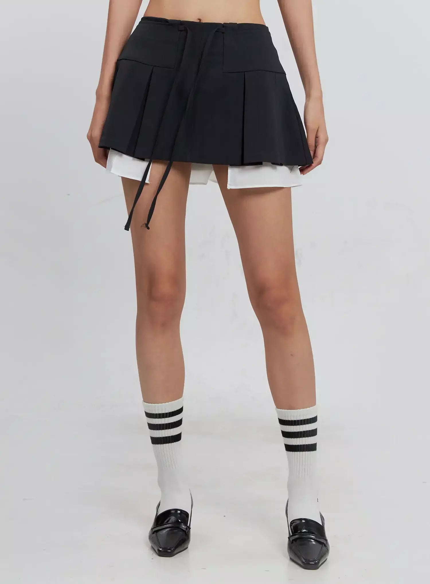 Layered Pleated Mini Skirt IS516