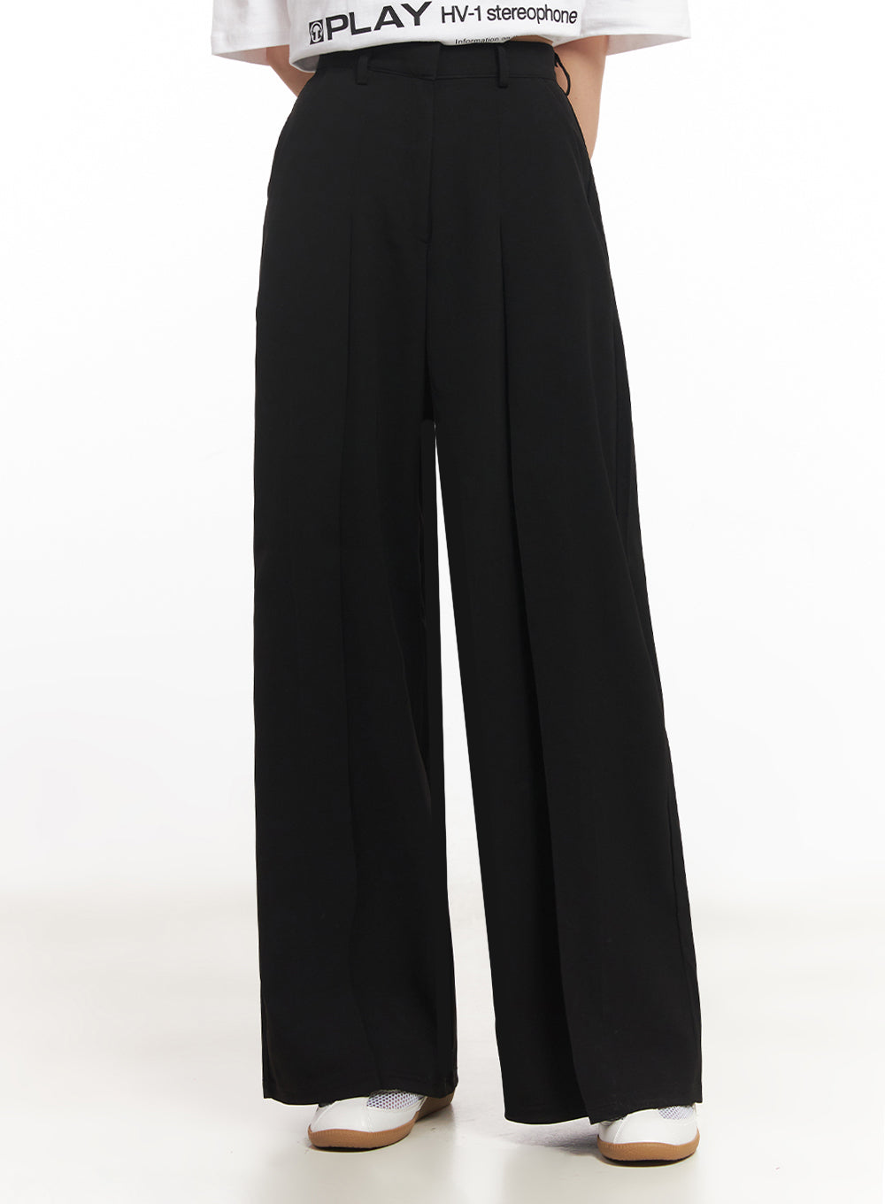 Pintuck Wide-Leg Slacks IY502