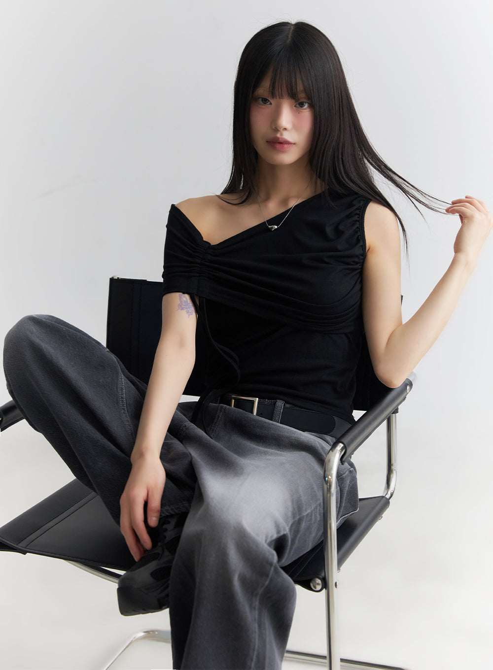 Ribbon One-Shoulder Crop Top IA528