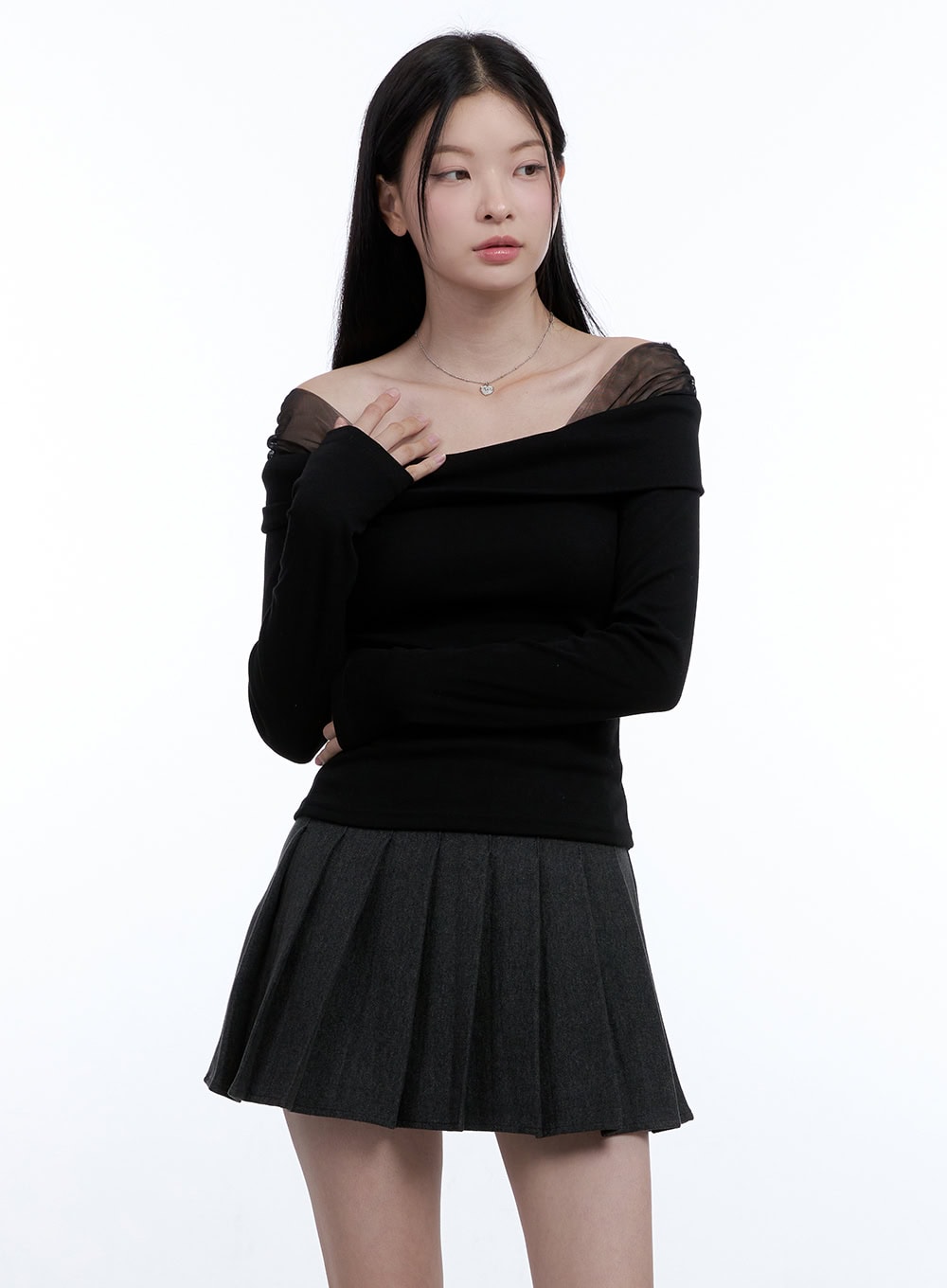 See-Through Off-Shoulder Top OO429