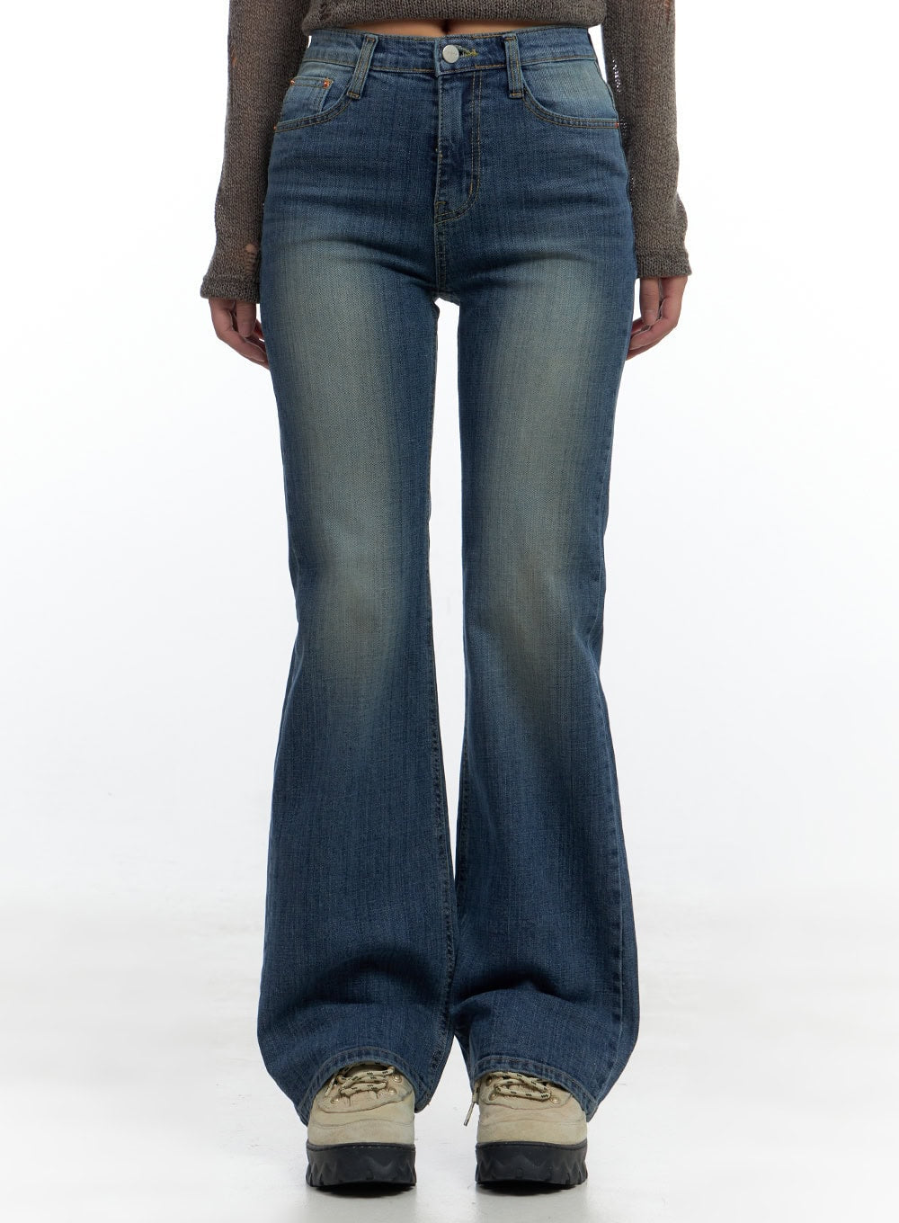 Kara Sleek Fit Washed Bootcut Cotton Jeans CS425