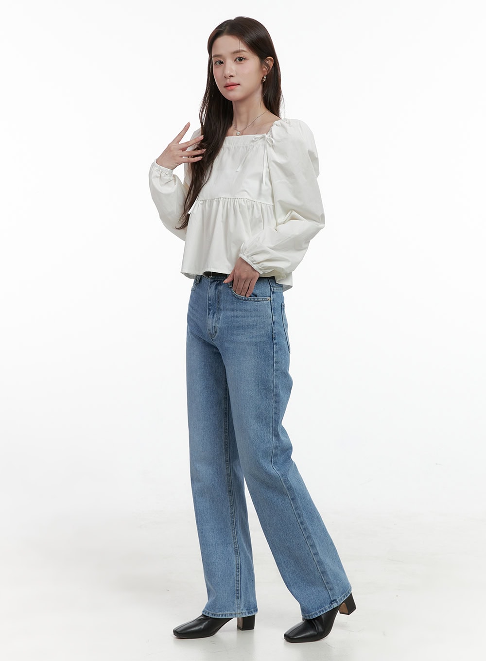 Blythe Vintage Wash Straight Leg Denim Jeans OS416