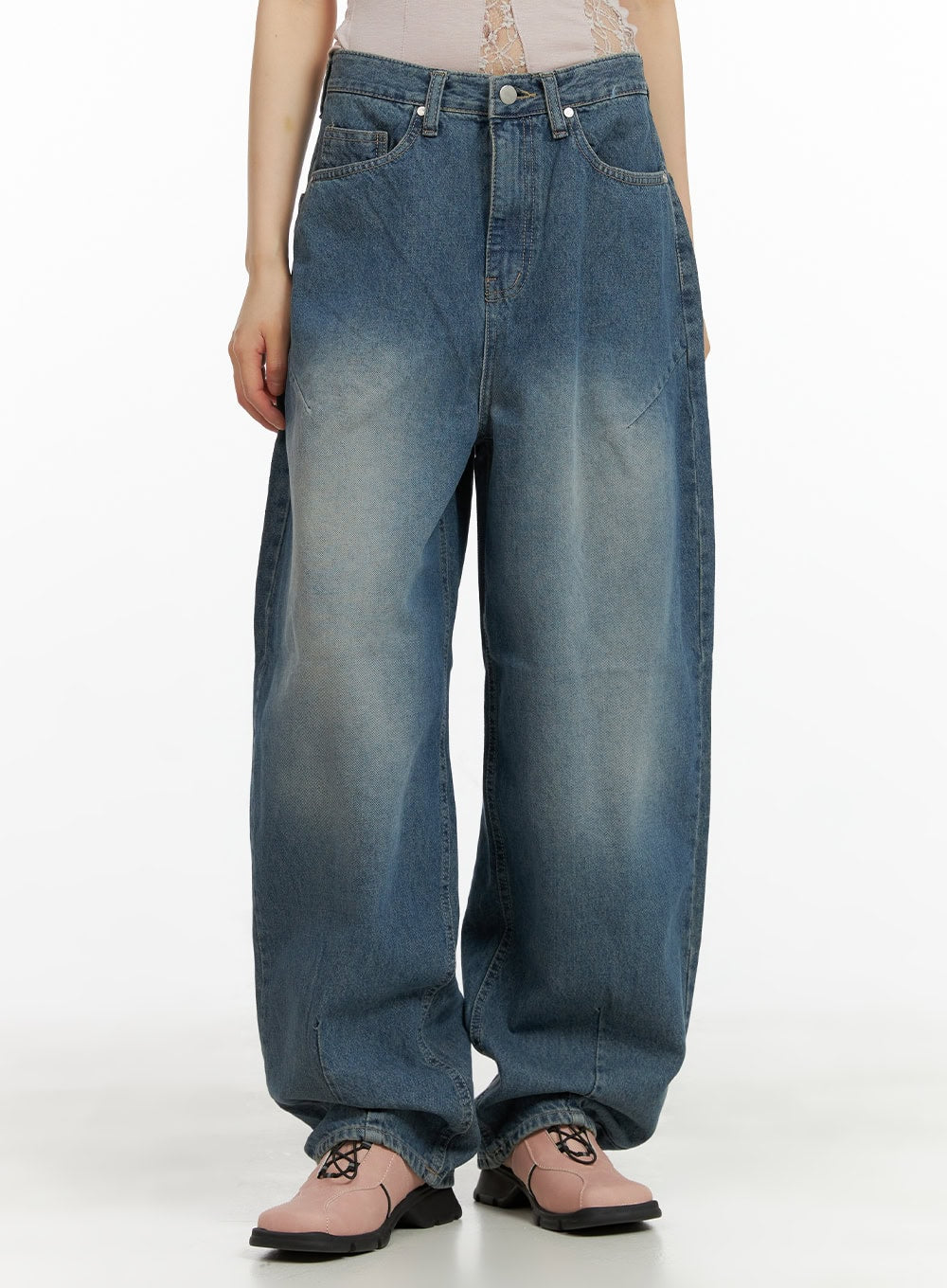 Washed Denim Baggy Jeans CY428