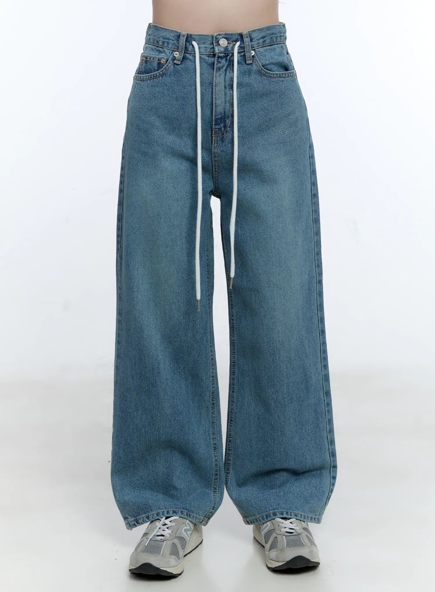 High-Waist Wide-Leg Drawstring Jeans CG513