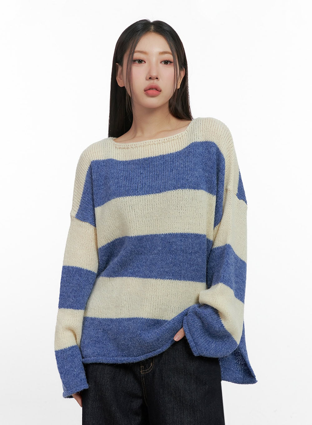 Oversize Stripe Wool Sweater IN415