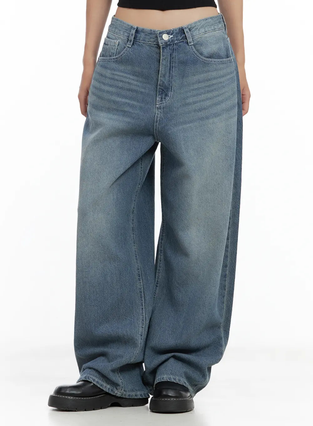 Riwon Retro-Wash Wide Summer Denim Jeans CL508