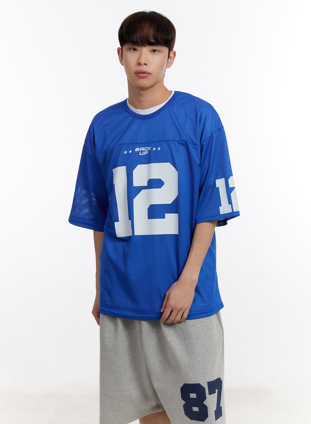 Men's Oversized Graphic Mesh T-Shirt IA504
