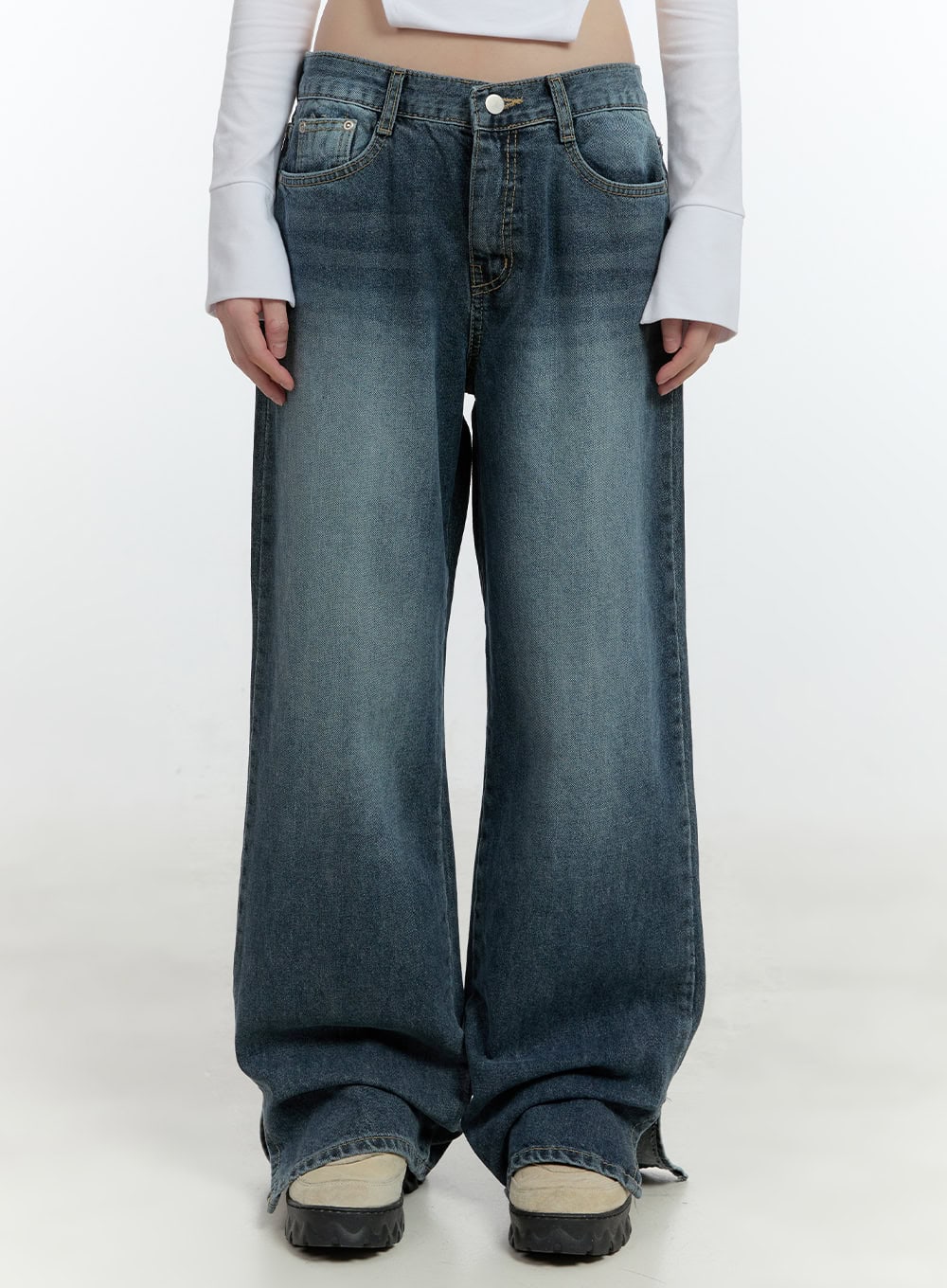 Donna Washed Wide-Leg Jeans CF507