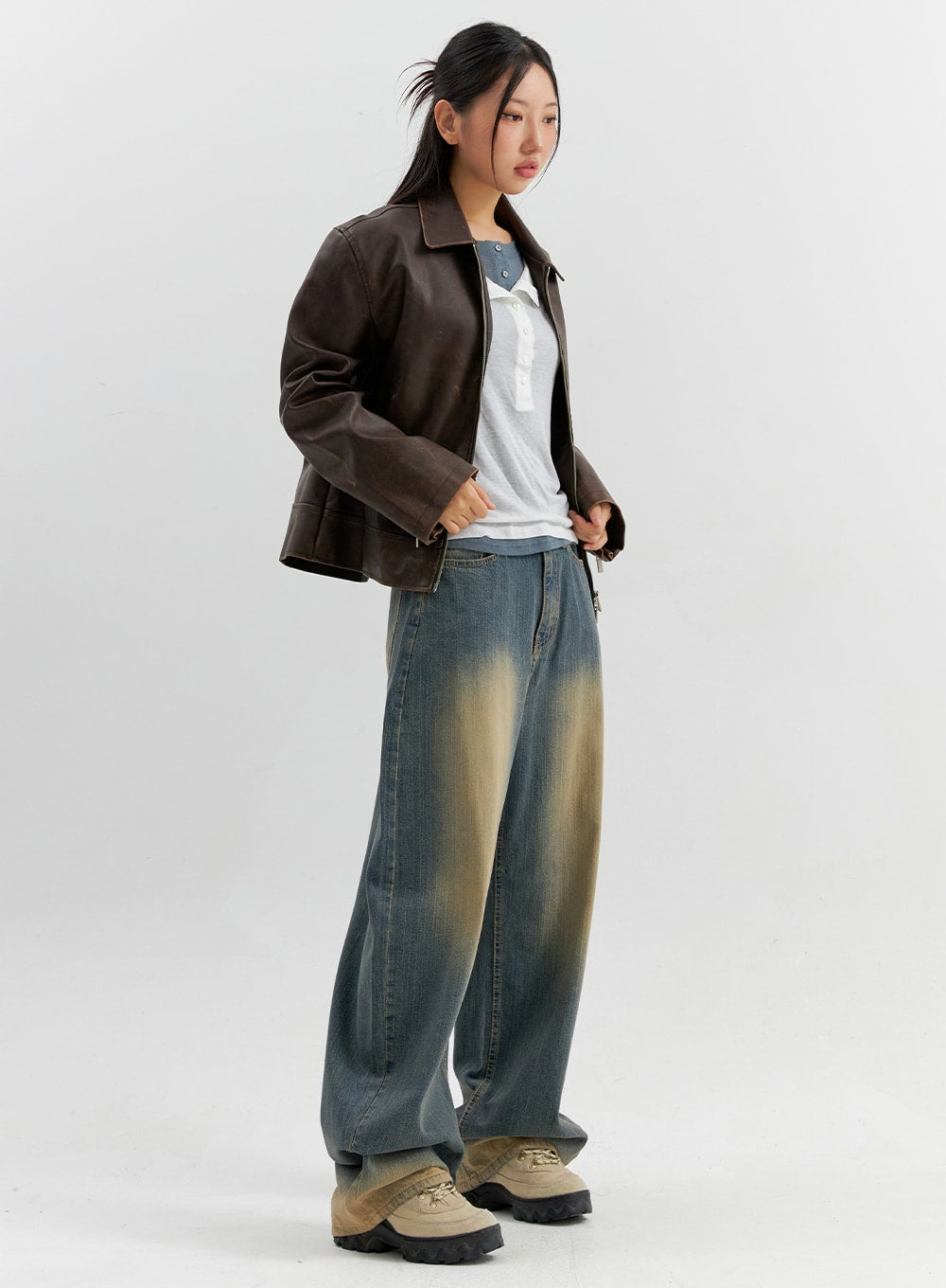 Vintage Wash Wide Leg Jeans CO306