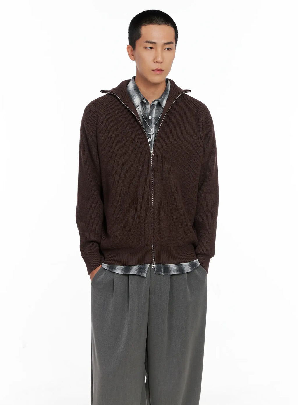 Men's Knit Zip-Up Sweater IS502