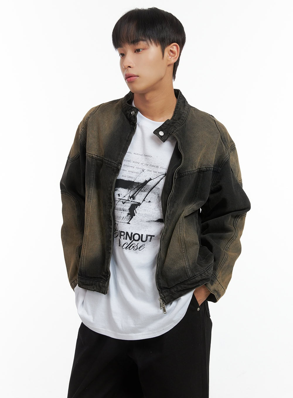 Men's Denim Biker Jacket CO408