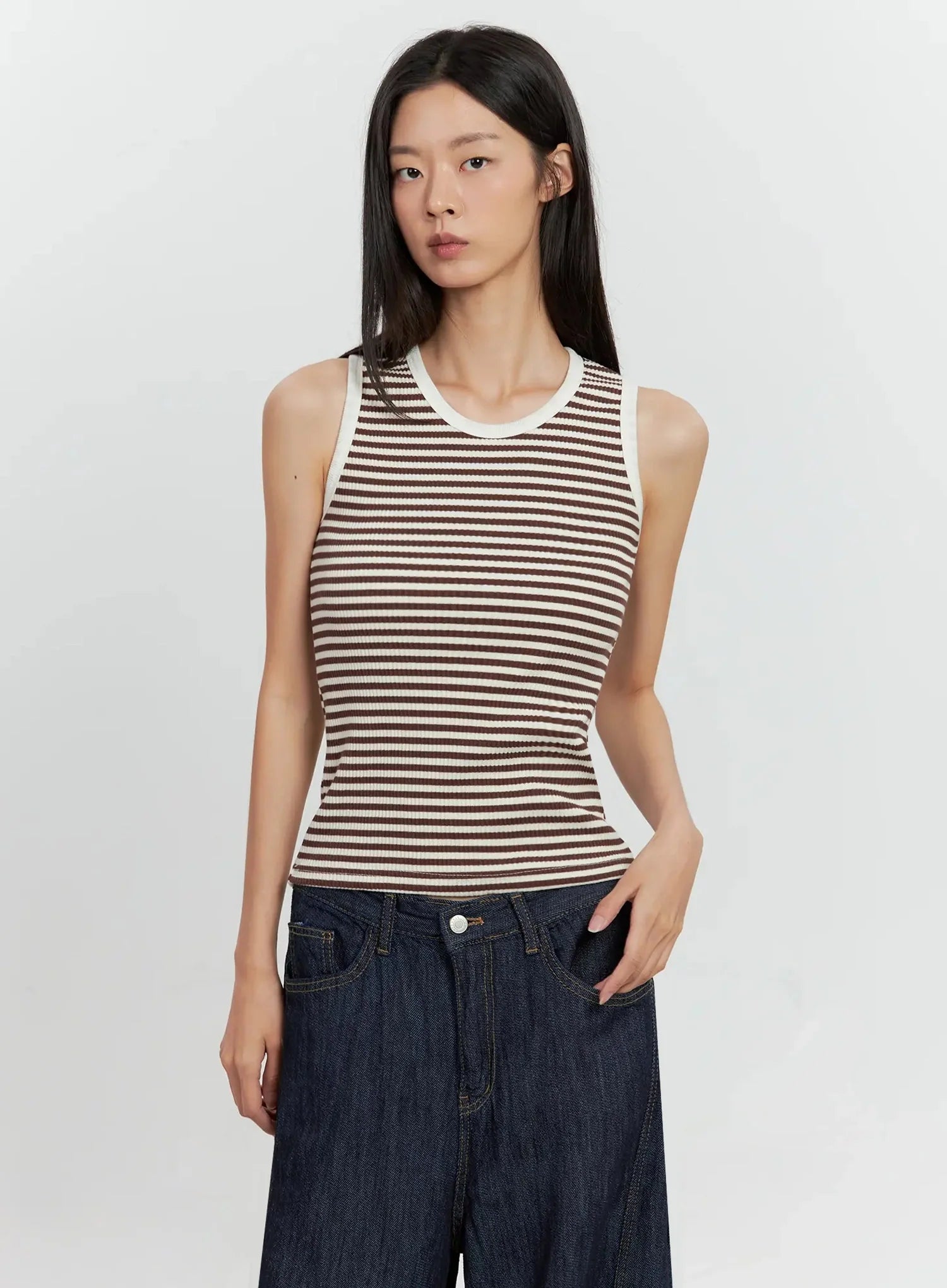 Striped Knit Tank Top IL528