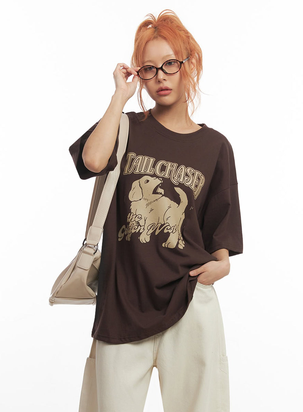 Golden Pup Graphic Oversize T-Shirt IM528