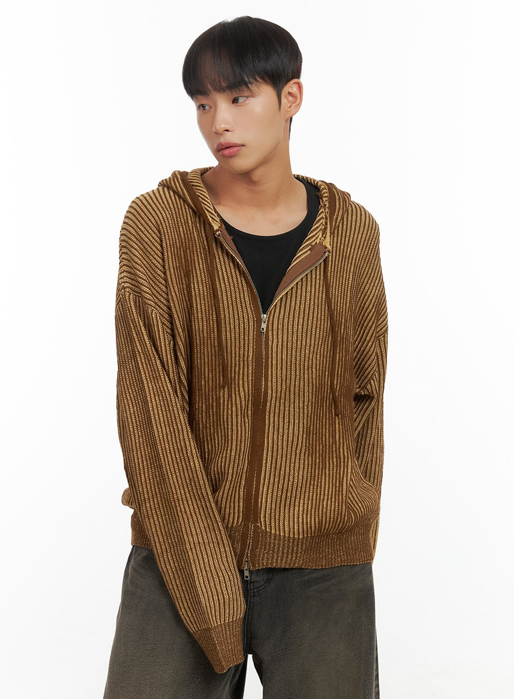 Men's SoftTouch Two Tone Hooded Cardigan CO408