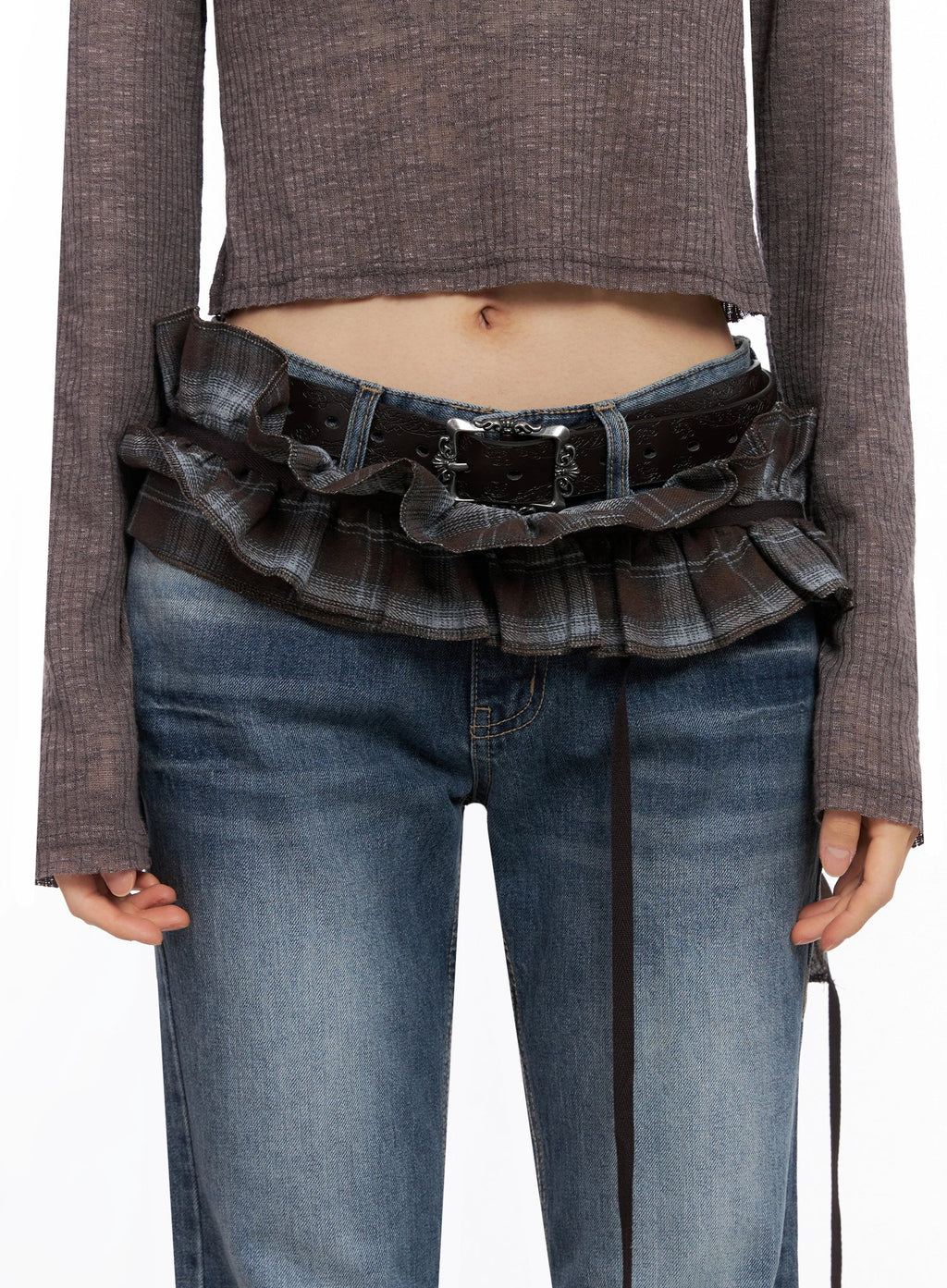 Plaid Layered Wrap Mini Skirt CO516