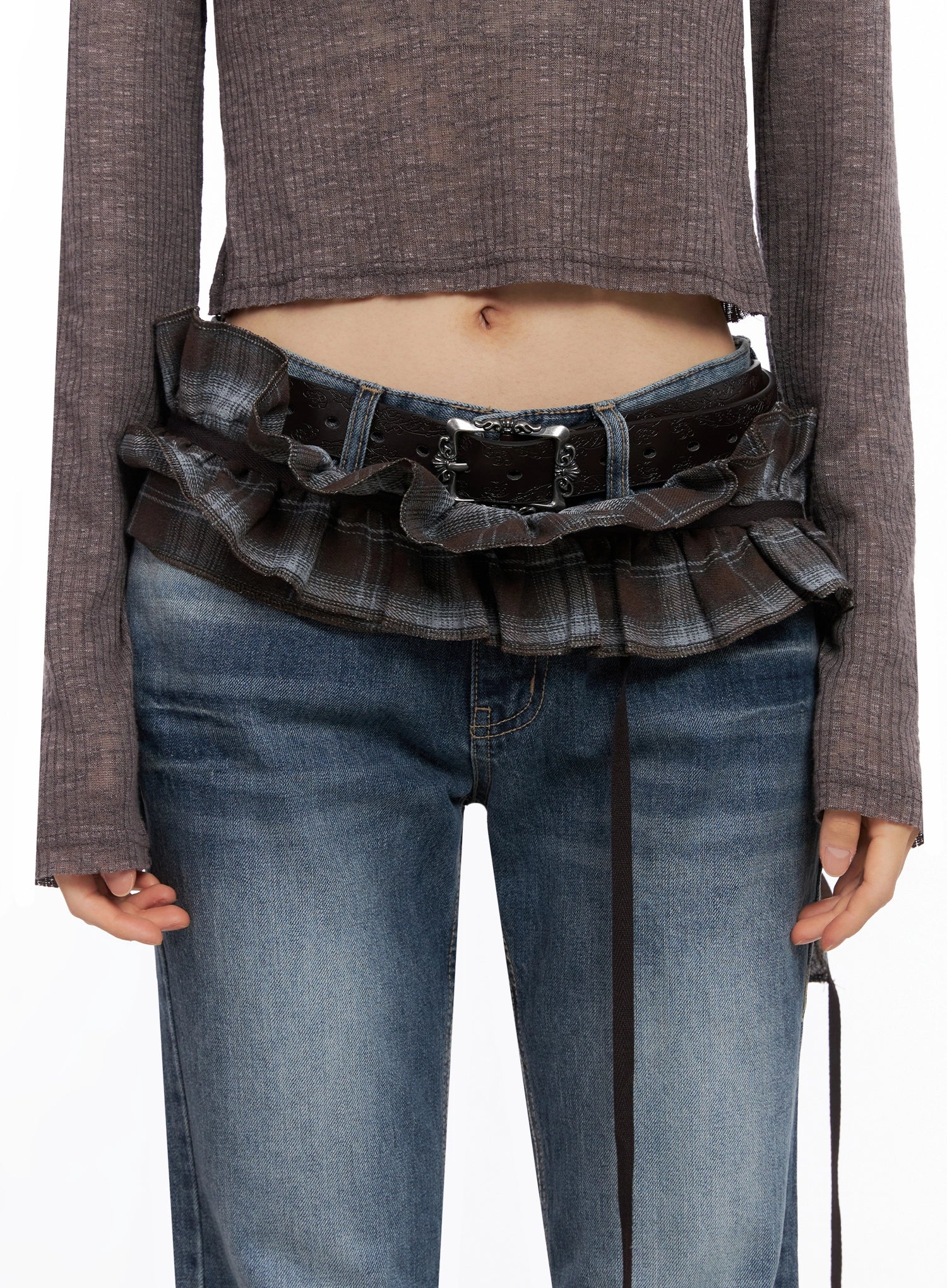 Plaid Layered Wrap Mini Skirt CO516