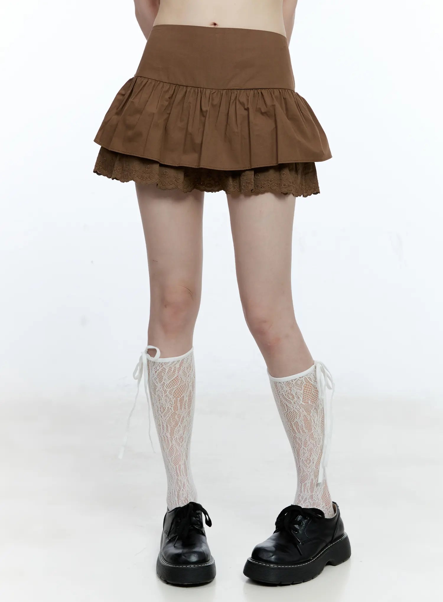 Tiered Lace-Hem Mini Skirt CG511